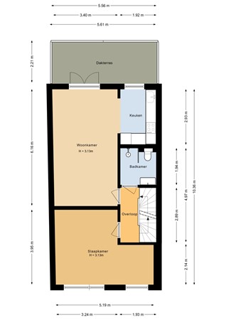 Floorplan - Damstraat 34Bis, 3531 BV Utrecht